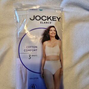 Jockey Elance Womens 100% Large 7 Cotton Comfort Briefs 3 Pack NEW Nude White Pi